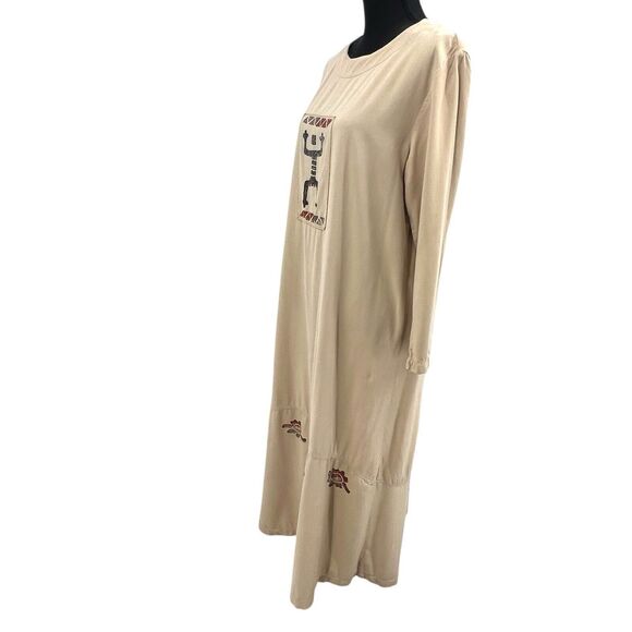 Blue‎ Cactus Vintage Women’s Maxi Dress Large 100% Cotton Long Sleeve Tan - Picture 3 of 7